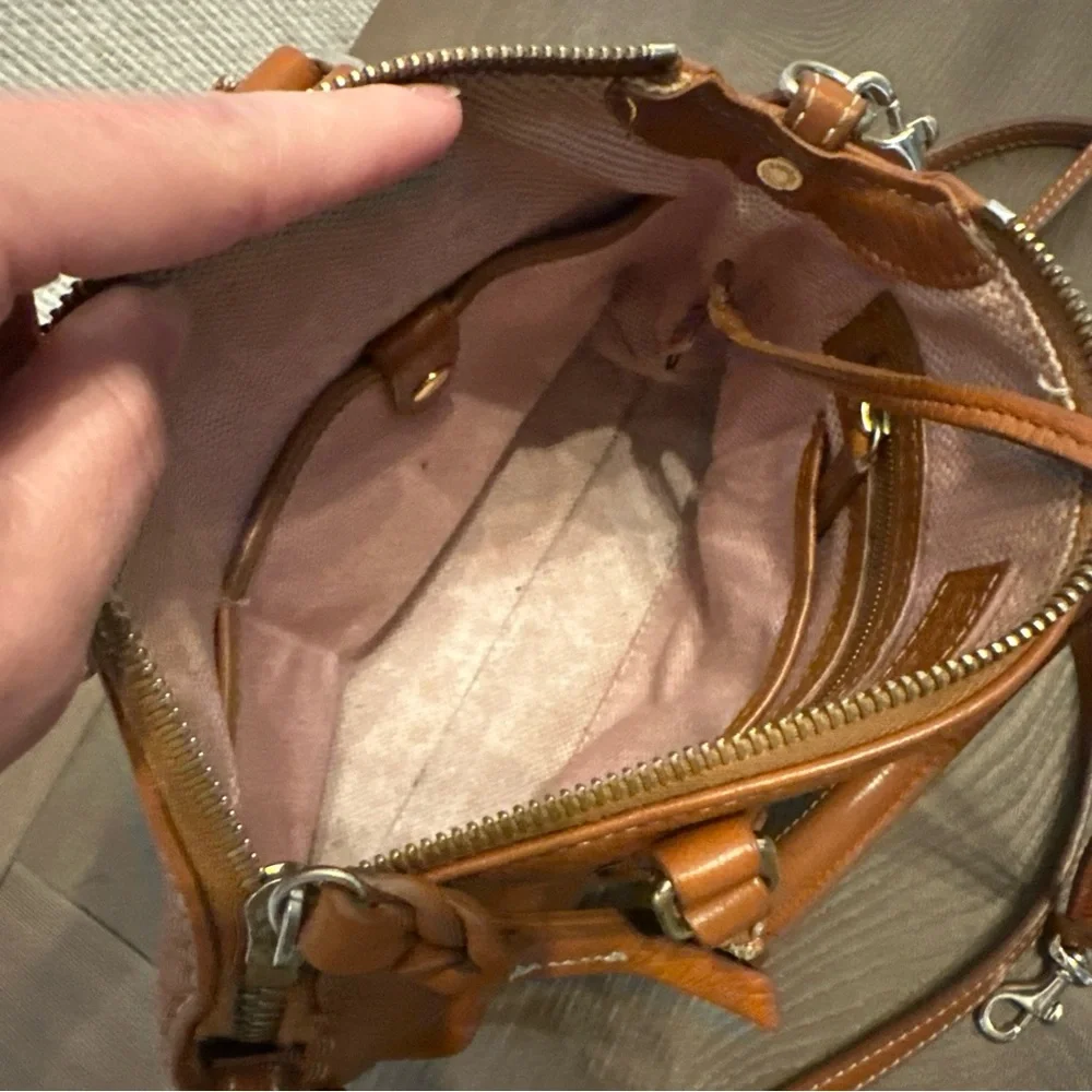 Dooney & Bourke‎ Pebble Leather Satchel with Crossbody Tan
